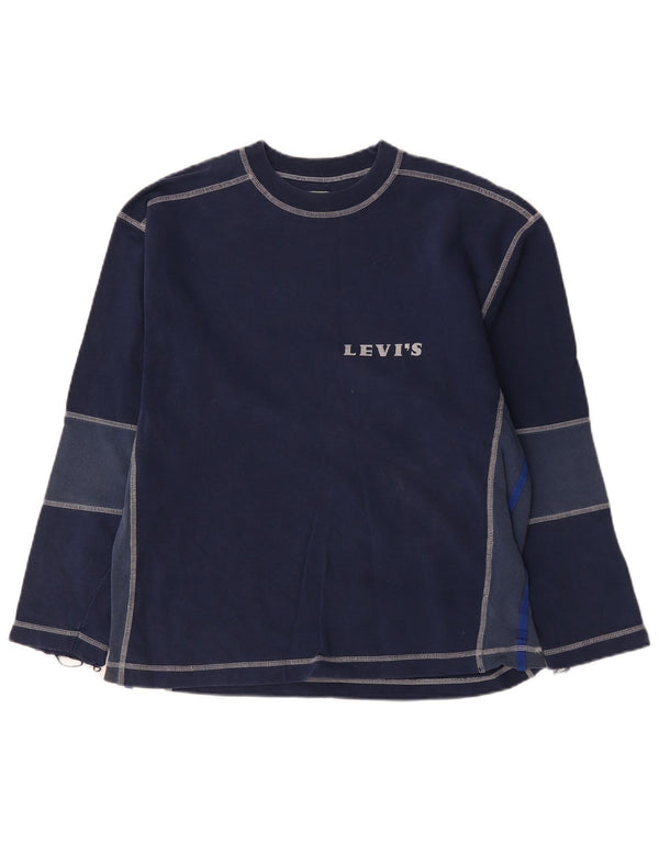 Levi's Mens Top Long Sleeve Medium Navy Blue Colourblock Cotton
