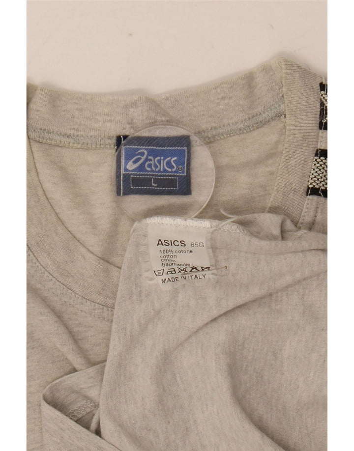 Asics Mens Graphic T-Shirt Top Large Grey Cotton