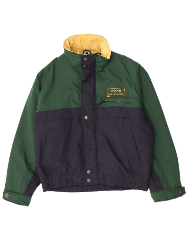 Vintage Mens Windbreaker Jacket UK 44 2XL Green Colourblock Cotton
