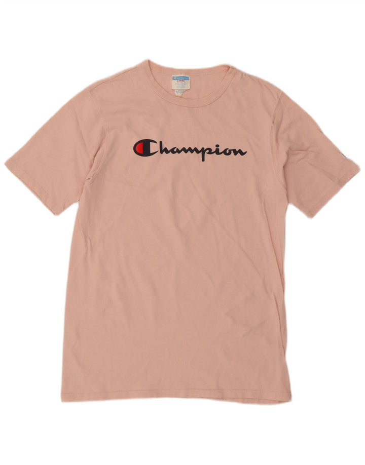 CHAMPION Mens Graphic T-Shirt Top Large Pink Cotton