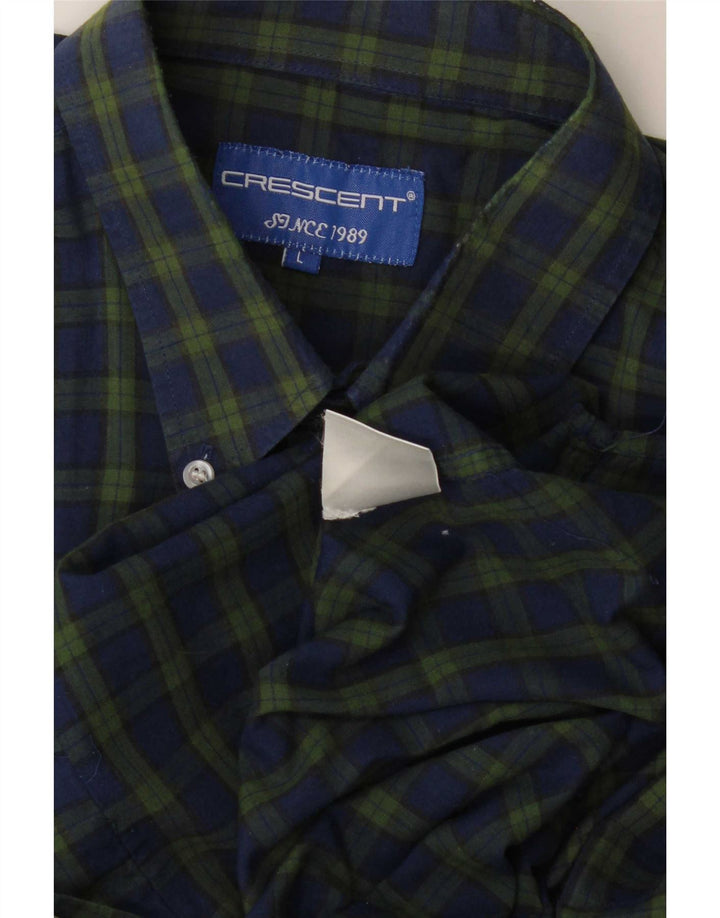 Vintage Mens Shirt Large Navy Blue Check
