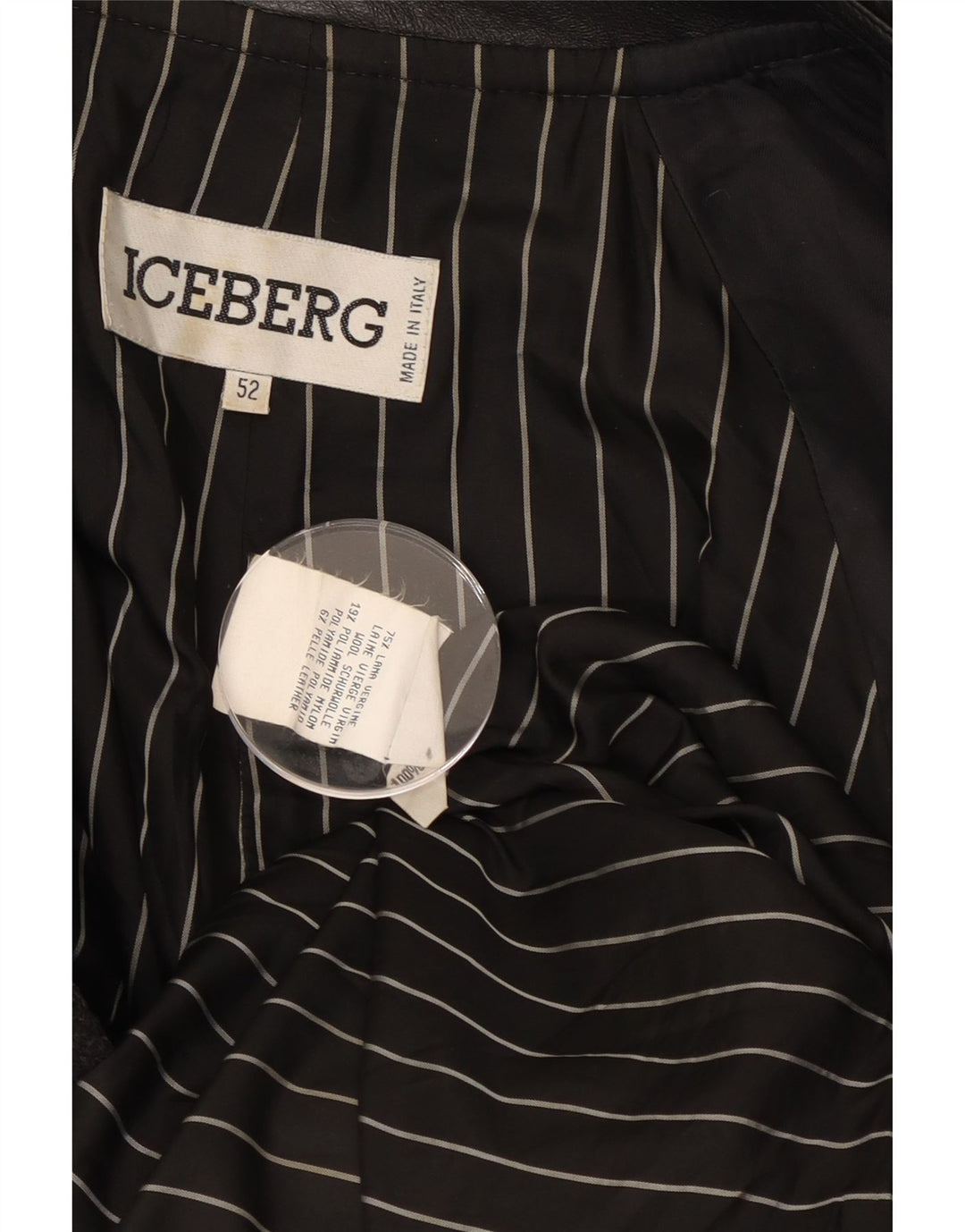 Iceberg Mens Utility Jacket IT 52 XL Grey Striped Virgin Wool Classic