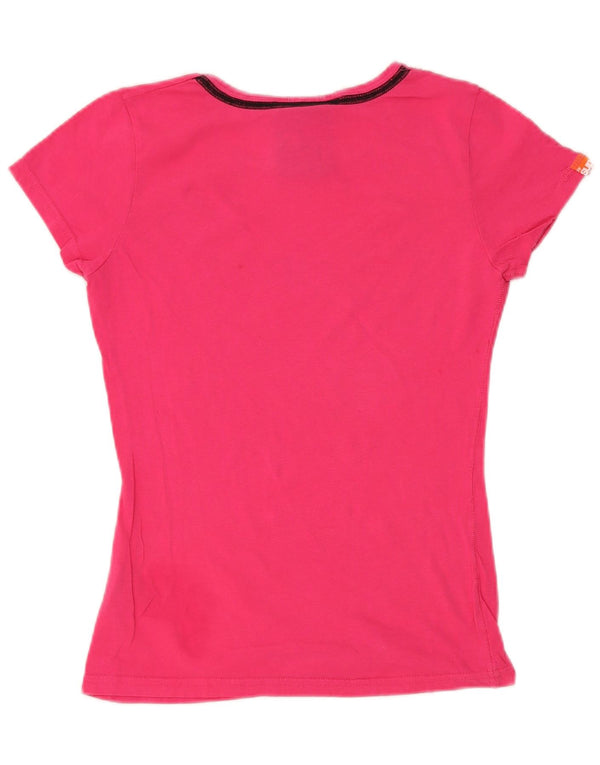 Superdry Damen Grafik-T-Shirt-Oberteil UK 10 Small Rosa Baumwolle