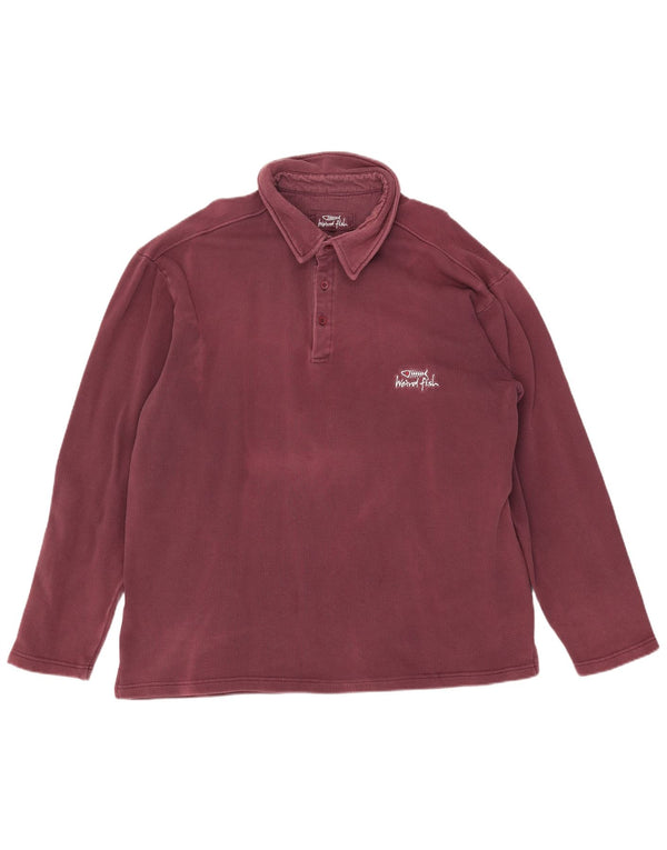 Polo da rugby da uomo a maniche lunghe Weird Fish XL in cotone bordeaux