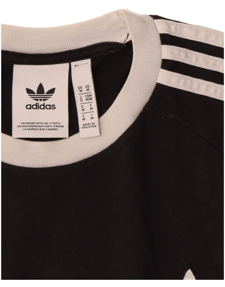ADIDAS Herre T-Shirt Top Medium Sort Bomuld