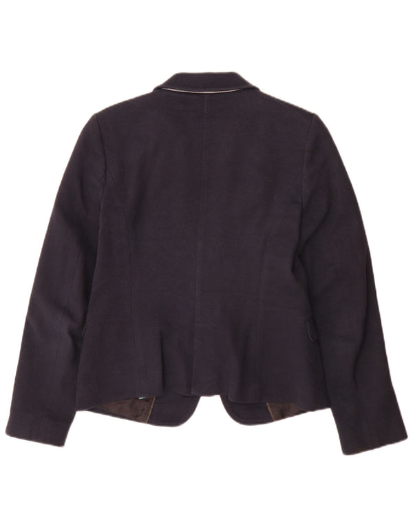 Massimo Dutti Dame 1 Knap Blazer Jakke EU 40 Medium Navy Blue Bomuld