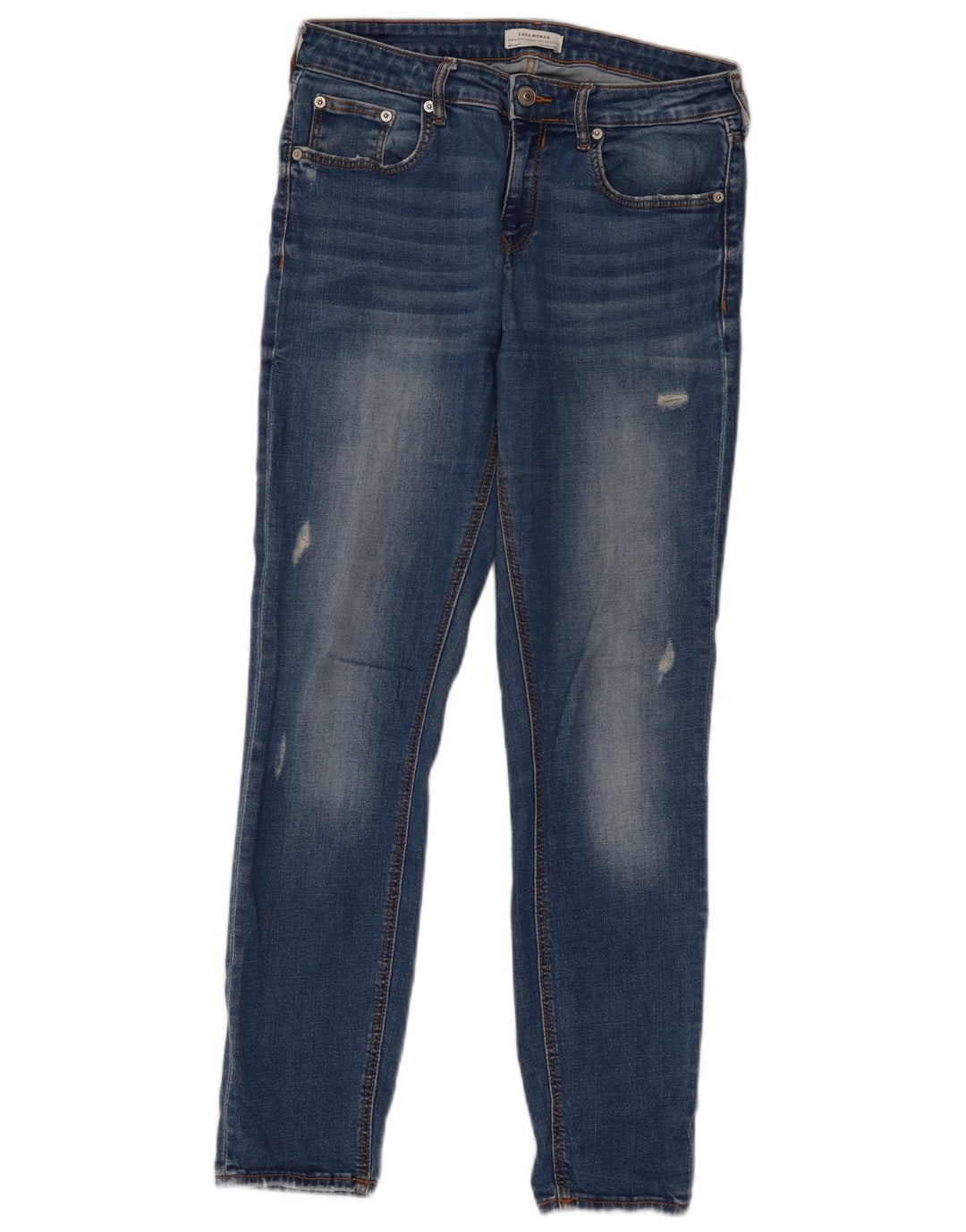 ZARA Dame Distressed Slim Jeans EU 38 Small W28 L28 Blå