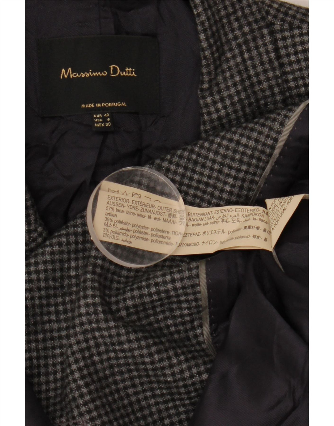 Giacca blazer da donna Massimo Dutti EU 40 pied de poule grigio medio