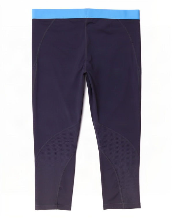 Nike Dame Grafiske Capri Leggings UK 18 XL Navy Blue Colourblock
