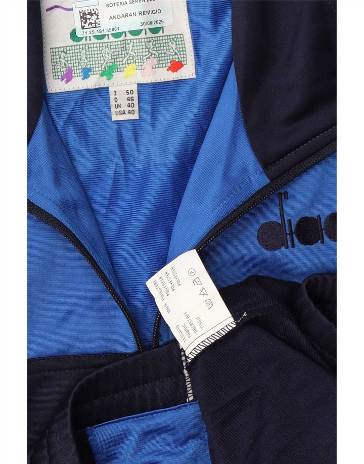Diadora Mens Graphic Tracksuit Top Jacket UK 40 Medium Blue Colourblock