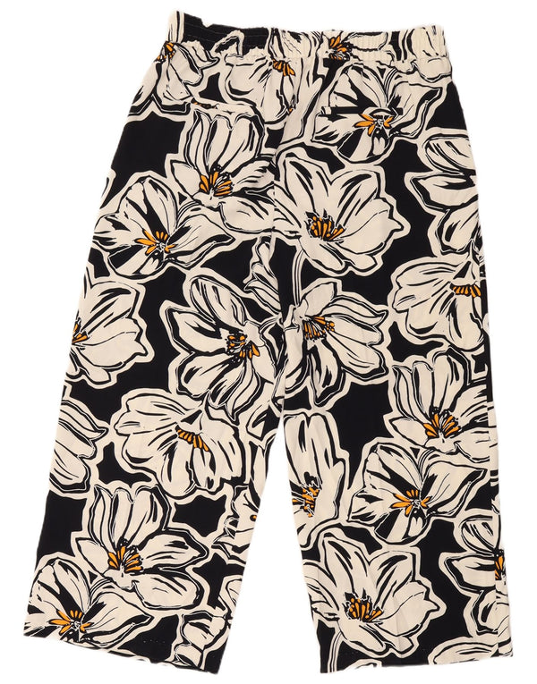 Calça casual feminina Marks & Spencer UK 18 XL W38 L28 preta floral