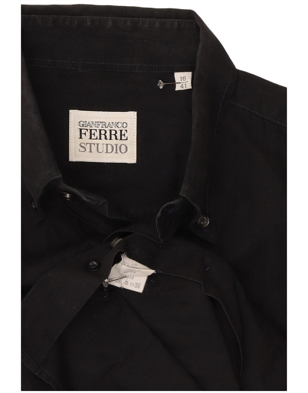 Gianfranco Ferre Mens Shirt Size 41 16 Large Black Cotton