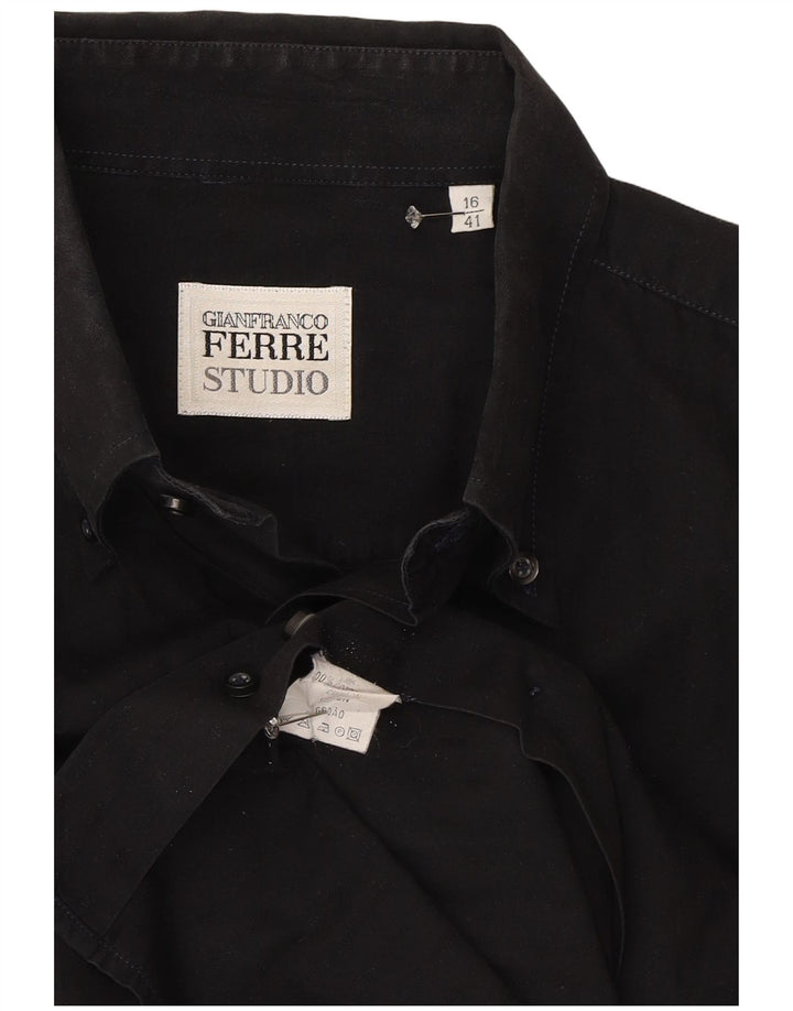 Gianfranco Ferre Mens Shirt Size 41 16 Large Black Cotton