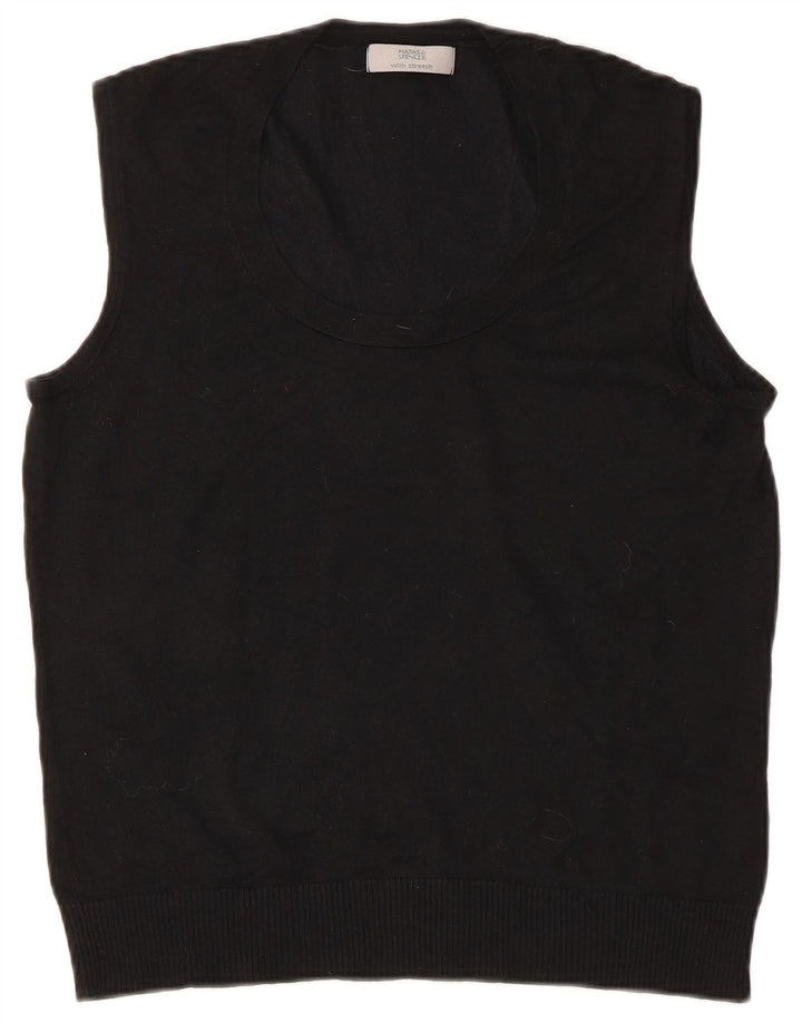 Marks & Spencer Womens Vest Tank Top UK 16 Large Black Viscose