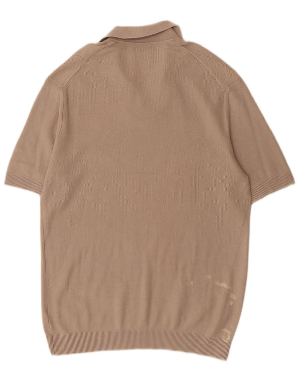 Massimo Dutti Mens Polo Shirt Large Grey Cotton