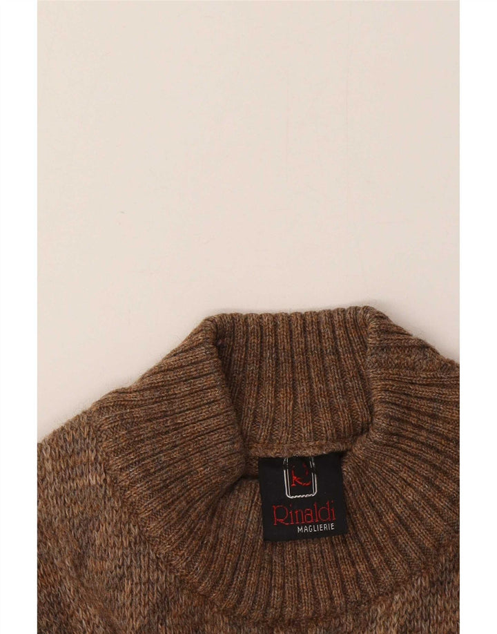 Rinaldi Mens Geometrical Jumper Sweater Medium Brown Geometric Classic