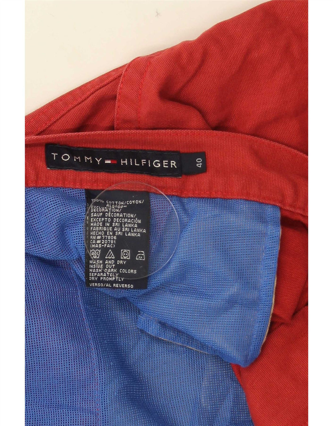 Tommy Hilfiger Mens Cargo Shorts W40 XL Red Cotton