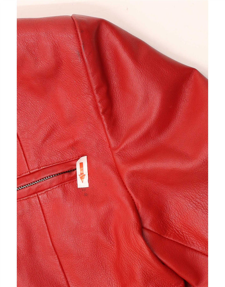 Giacca in pelle corta da donna vintage UK 18 XL rossa