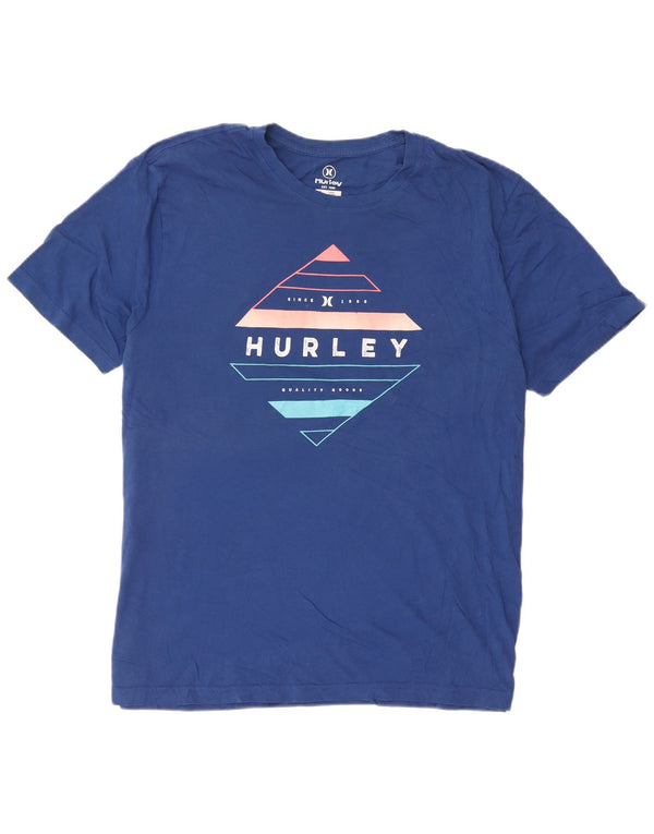 T-shirt grafica da uomo Hurley Top grande in cotone blu