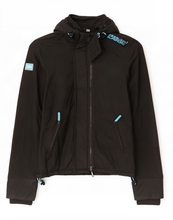 Женская ветровка с капюшоном Superdry UK 14, средний черный нейлон
