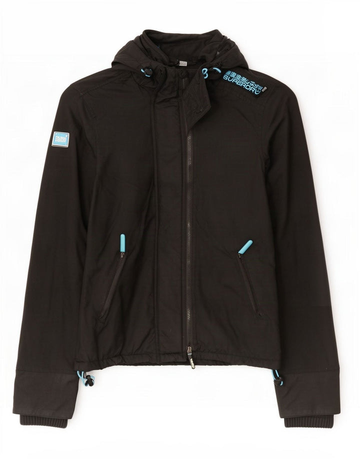 Женская ветровка с капюшоном Superdry UK 14, средний черный нейлон