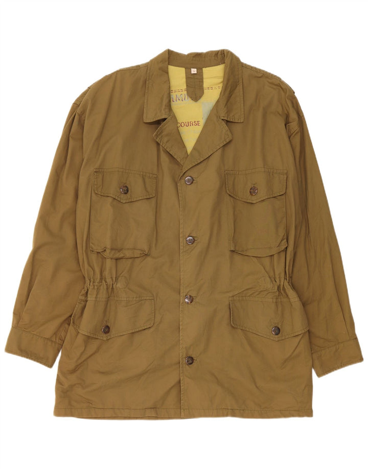 Vintage hombres chaqueta utilitaria Reino Unido 40 algodón caqui grande