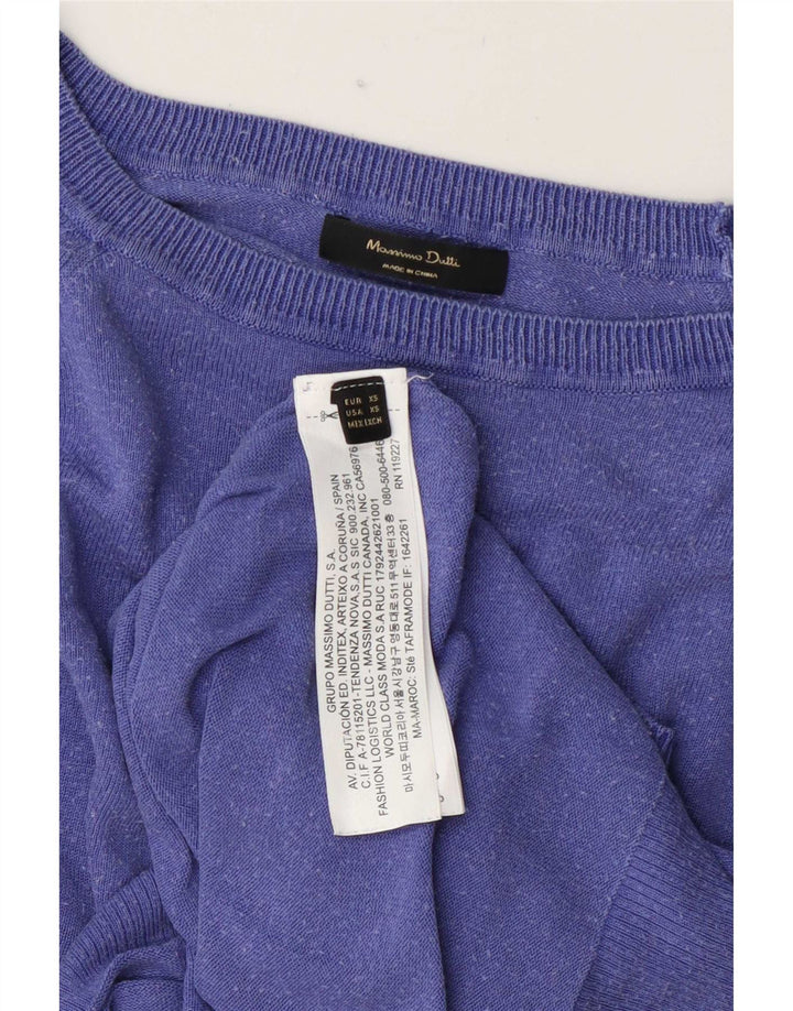 Massimo Dutti Dame Oversized bluse Top UK 6 XS Navy Blue Lyocell