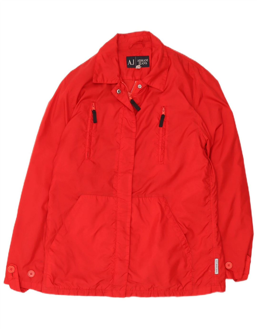 Armani Jeans Womens Windbreaker Jacket UK 12 Medium Red Polyamide