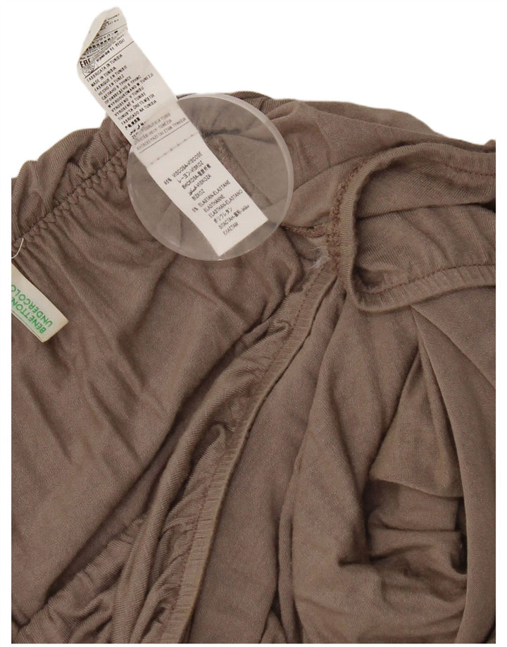 Benetton Womens Crop Off Shoulder Top UK 12 Medium Grey Viscose