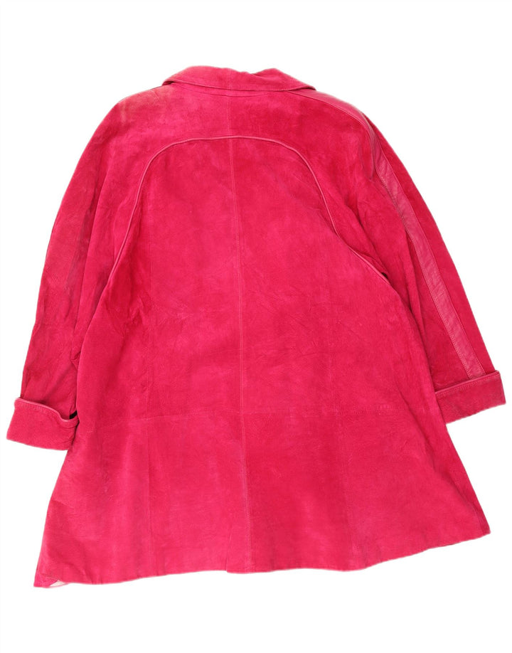 Giorgio Mobiani Womens Suede Overcoat UK 18 XL Pink