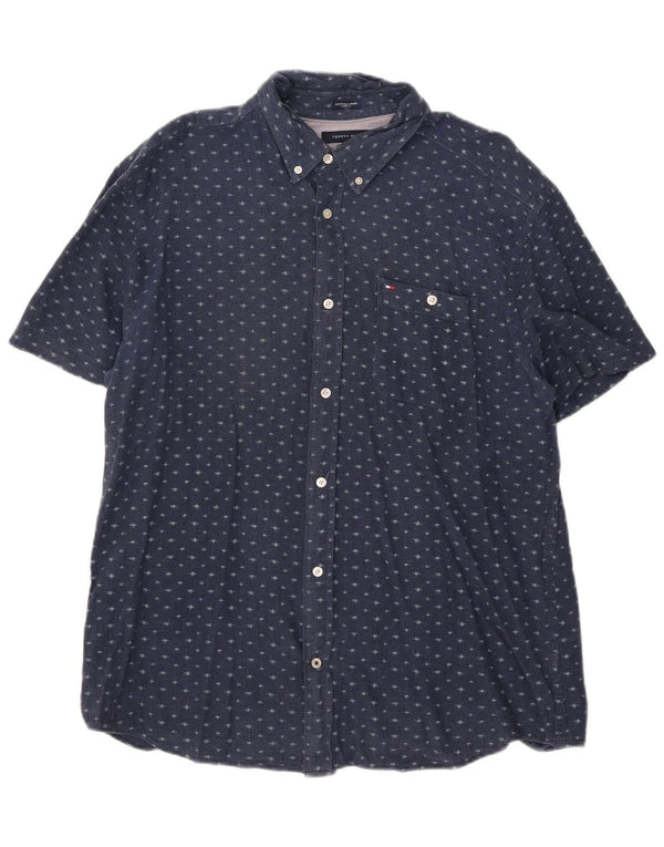 Tommy Hilfiger Chemise à manches courtes pour homme XL Bleu marine à pois