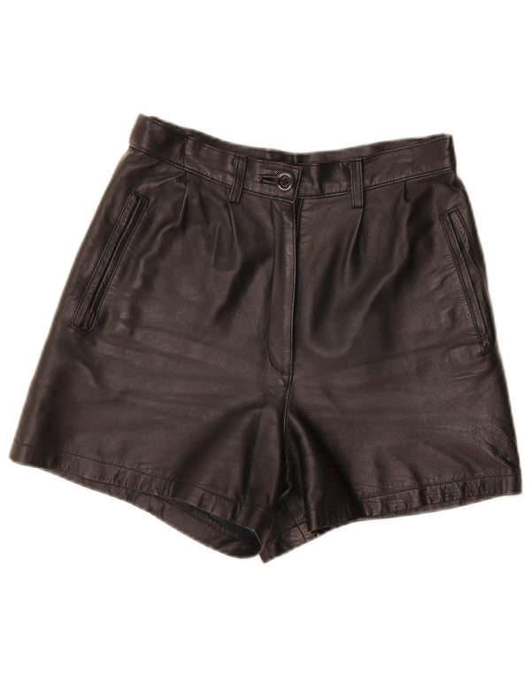 Vintage Womens High Waist Leather Shorts IT 40 Small W27 Black