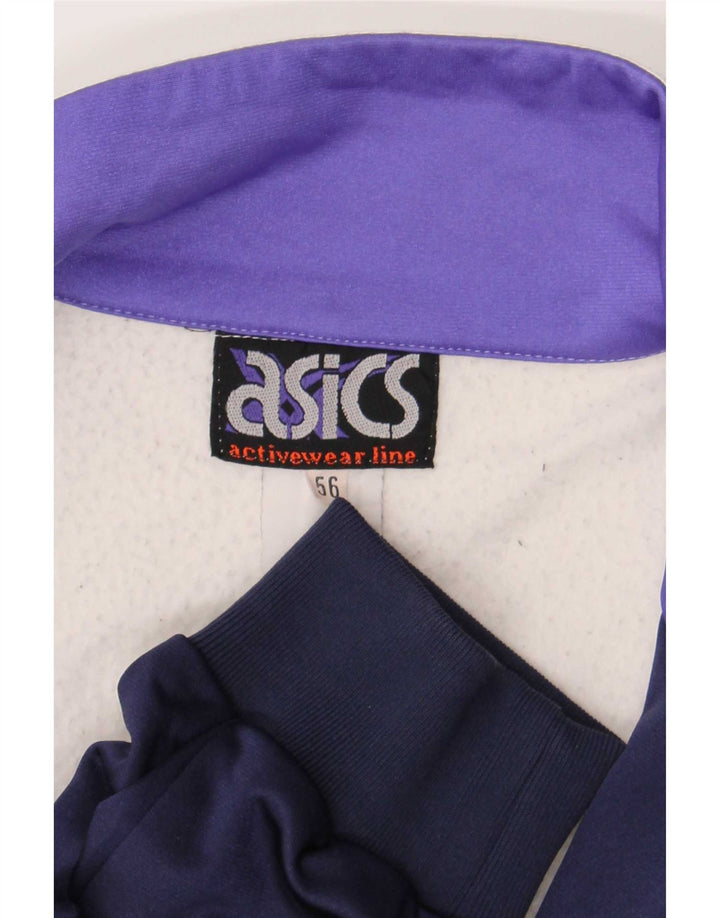 Asics Mens Graphic Tracksuit Top Jacket IT 56 XL Navy Blue Colourblock