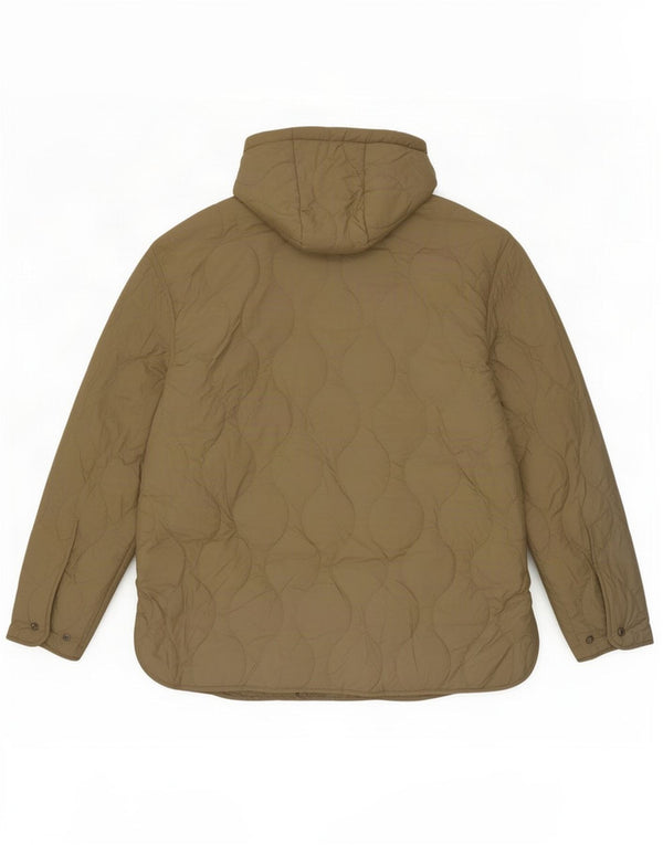 Zara Mujer Chaqueta Acolchada Extragrande Con Capucha UK 44 Poliéster Caqui Mediano