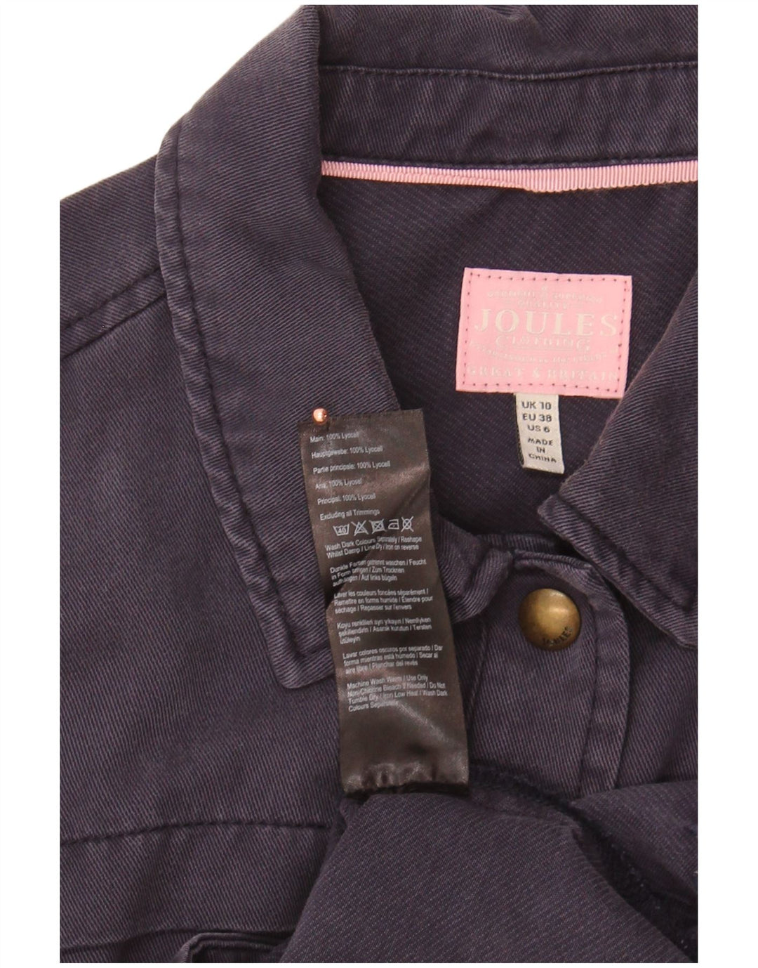 JOULES Womens Loose Fit Utility Jacket UK 10 Small Navy Blue Lyocell
