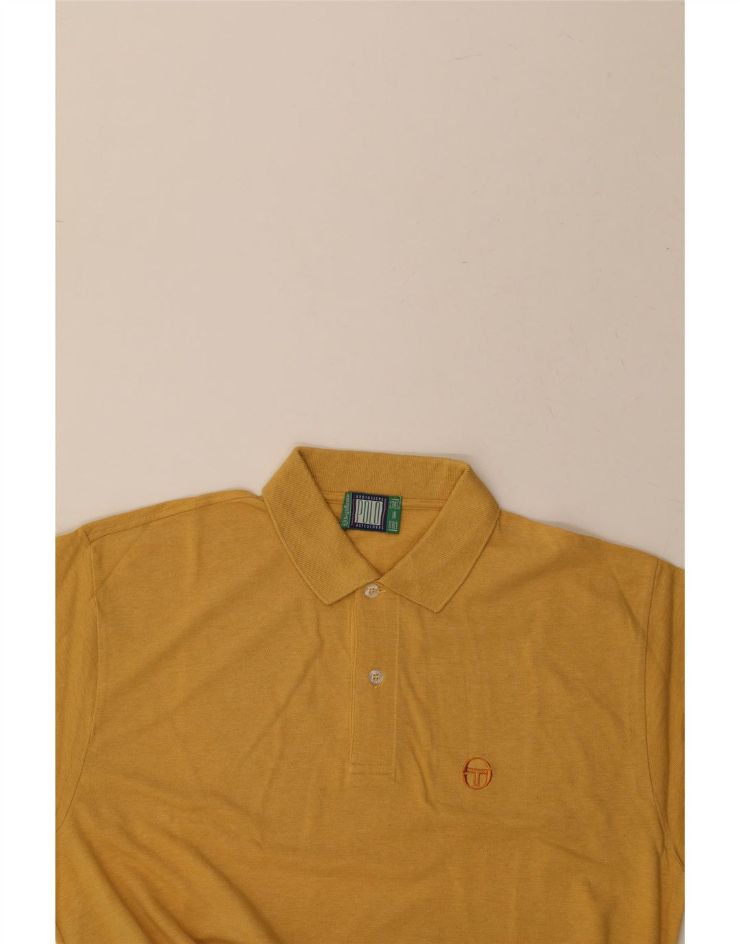 SERGIO TACCHINI Mens Polo Shirt Large Yellow Cotton Vintage Sergio Tacchini and Second-Hand Sergio Tacchini from Messina Hembry 