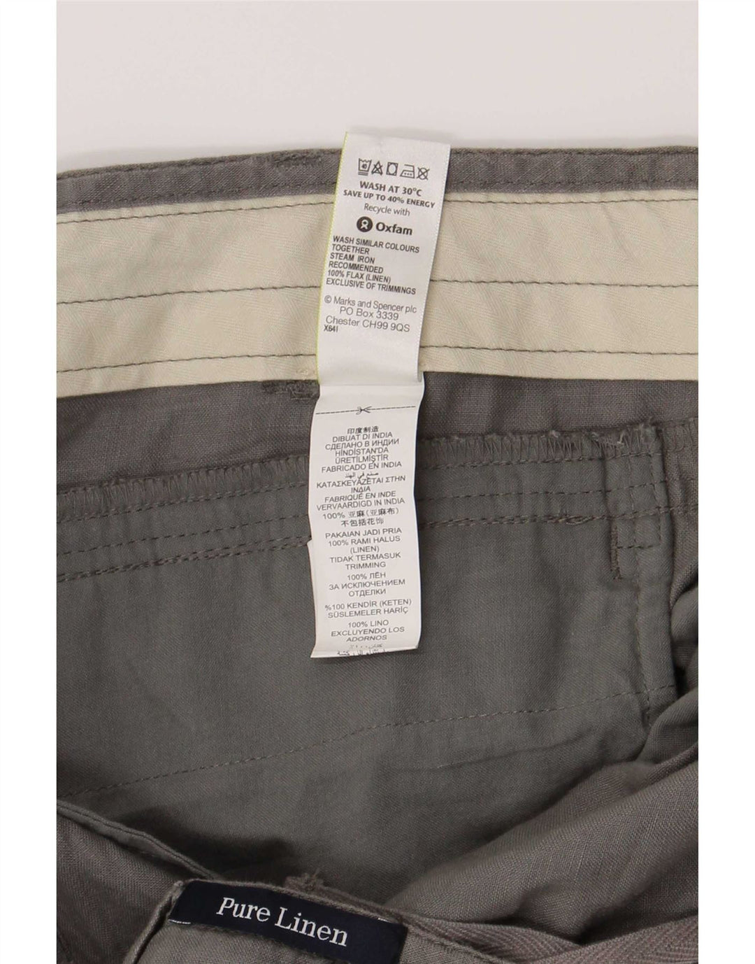 Marks & Spencer Mens Chino Shorts W38 XL Grey Linen