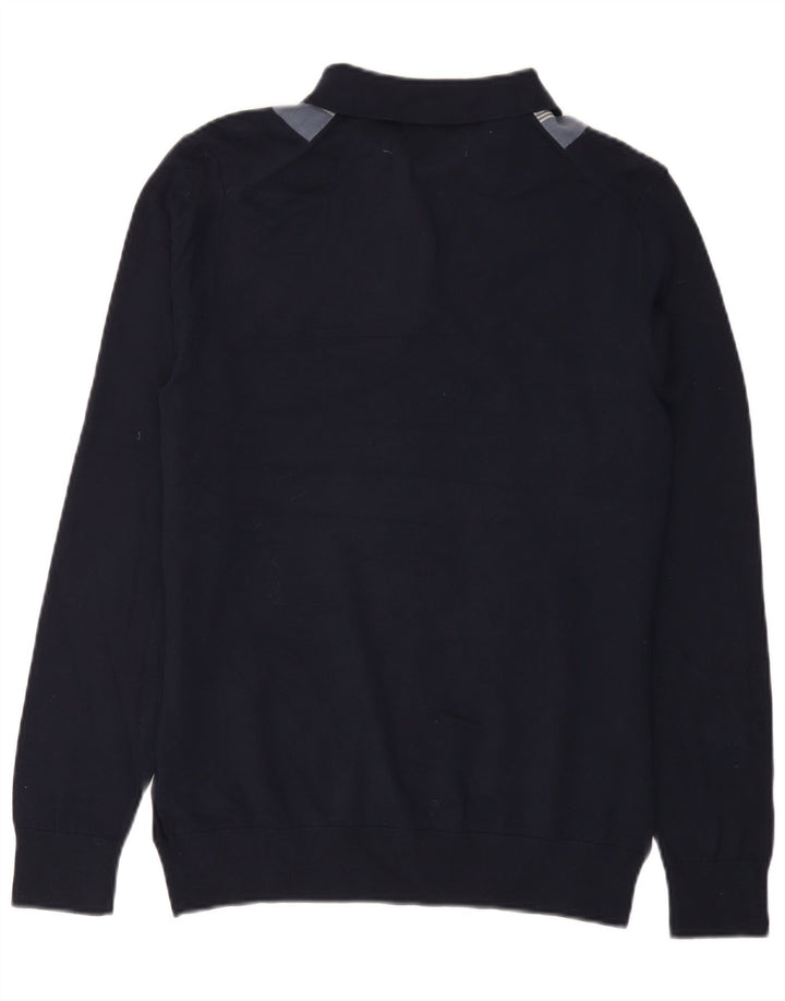 Marks & Spencer Mens Polo Neck Jumper Sweater Small Navy Blue Colourblock
