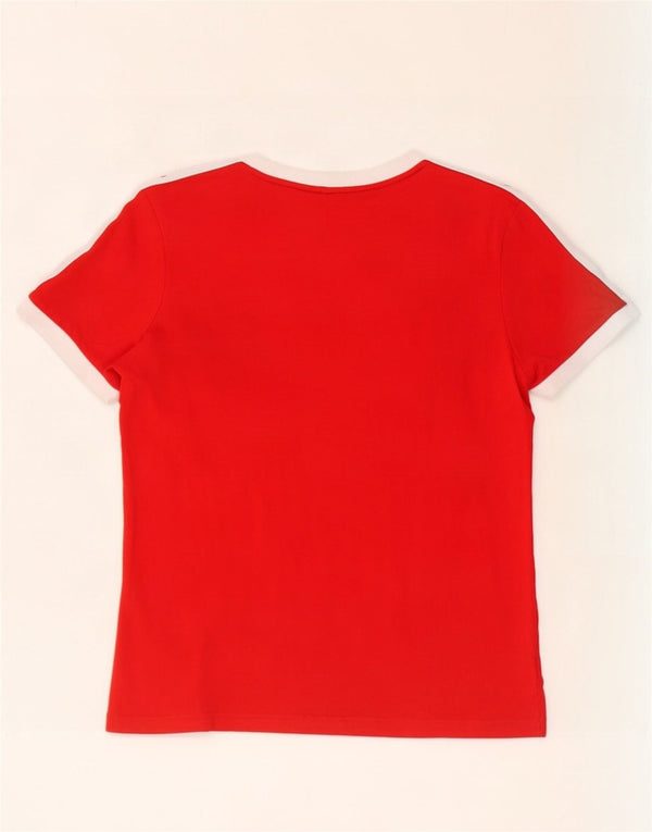 T-shirt da donna Adidas Top UK 12 cotone color block rosso medio