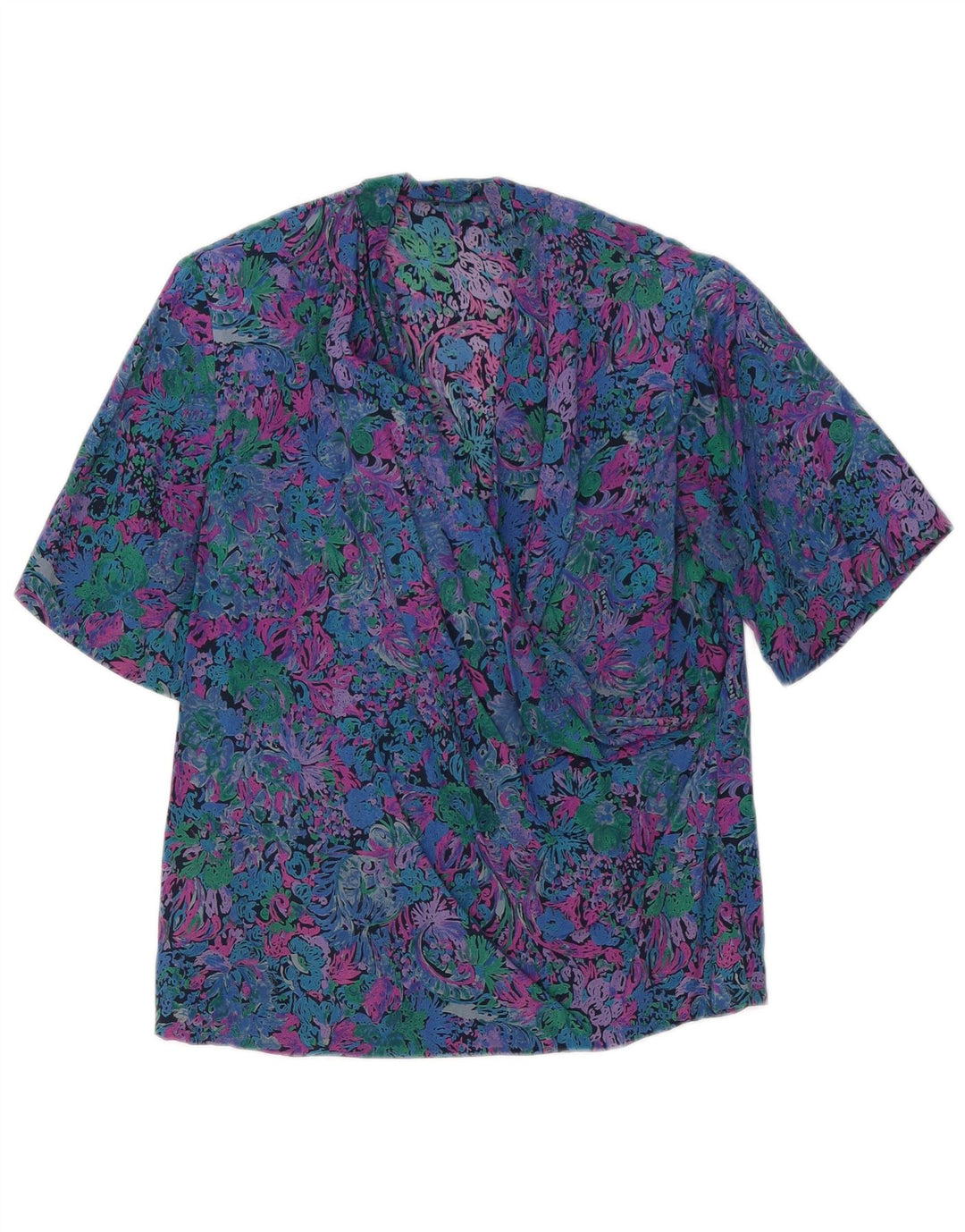 Bluzka damska VINTAGE Top UK 12 Średnio wielobarwny kwiatowy