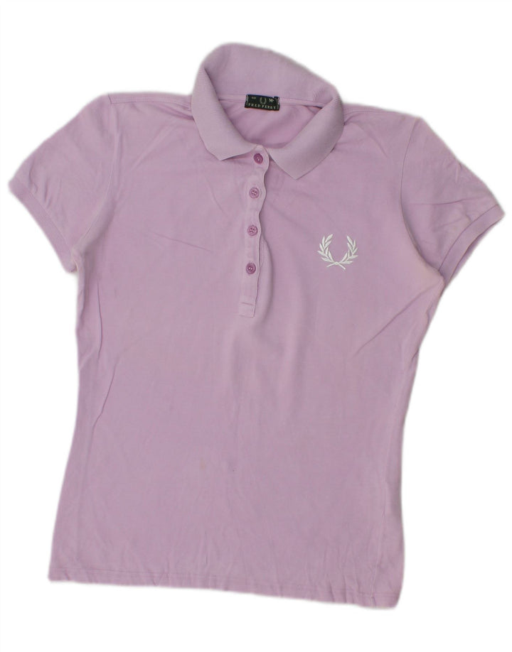 Fred Perry Womens Polo Shirt UK 12 Medium Purple Cotton