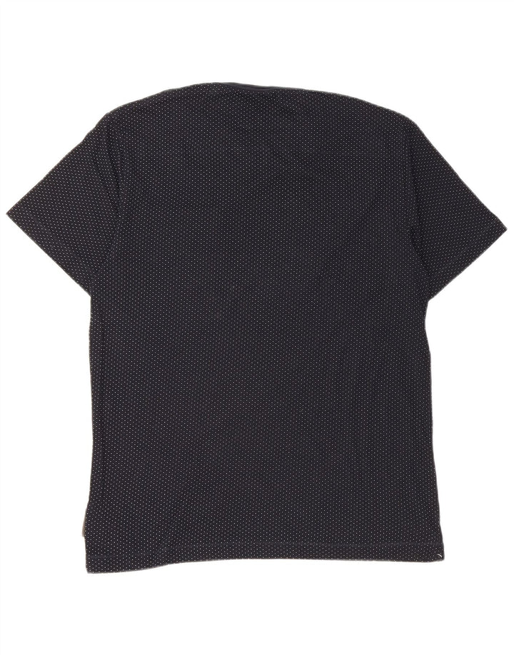 French Connection Mens T-Shirt Top Medium Navy Blue Spotted Cotton
