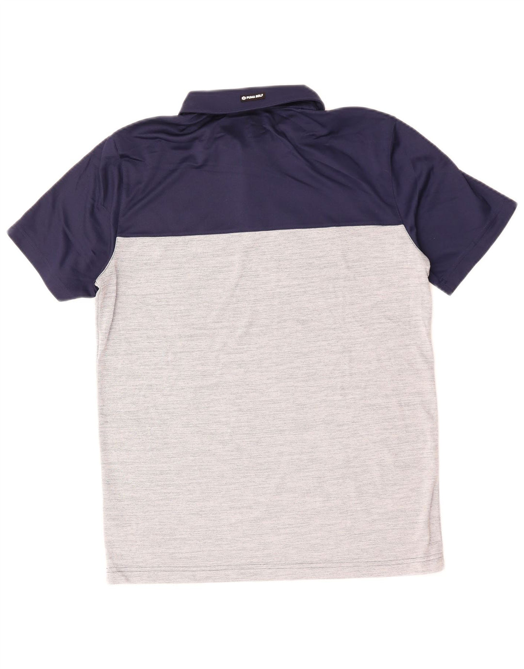 PUMA Mens Polo Shirt Large Navy Blue Colourblock Polyester