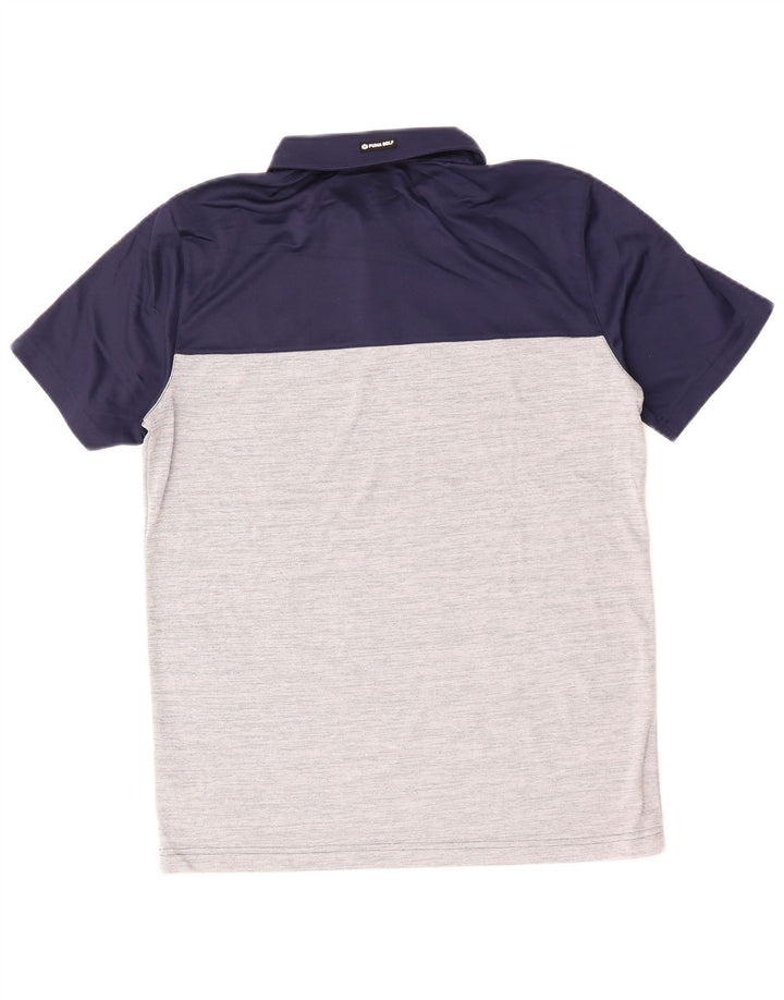 PUMA Mens Polo Shirt Large Navy Blue Colourblock Polyester