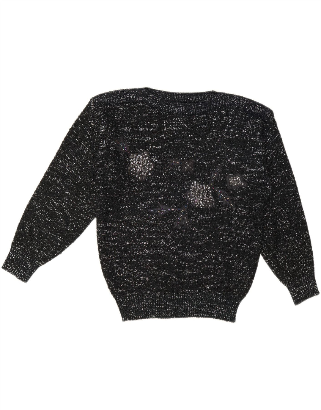 C & A Womens Boat Neck Jumper Sweater EU 40 Medium Black Flecked Acrylic