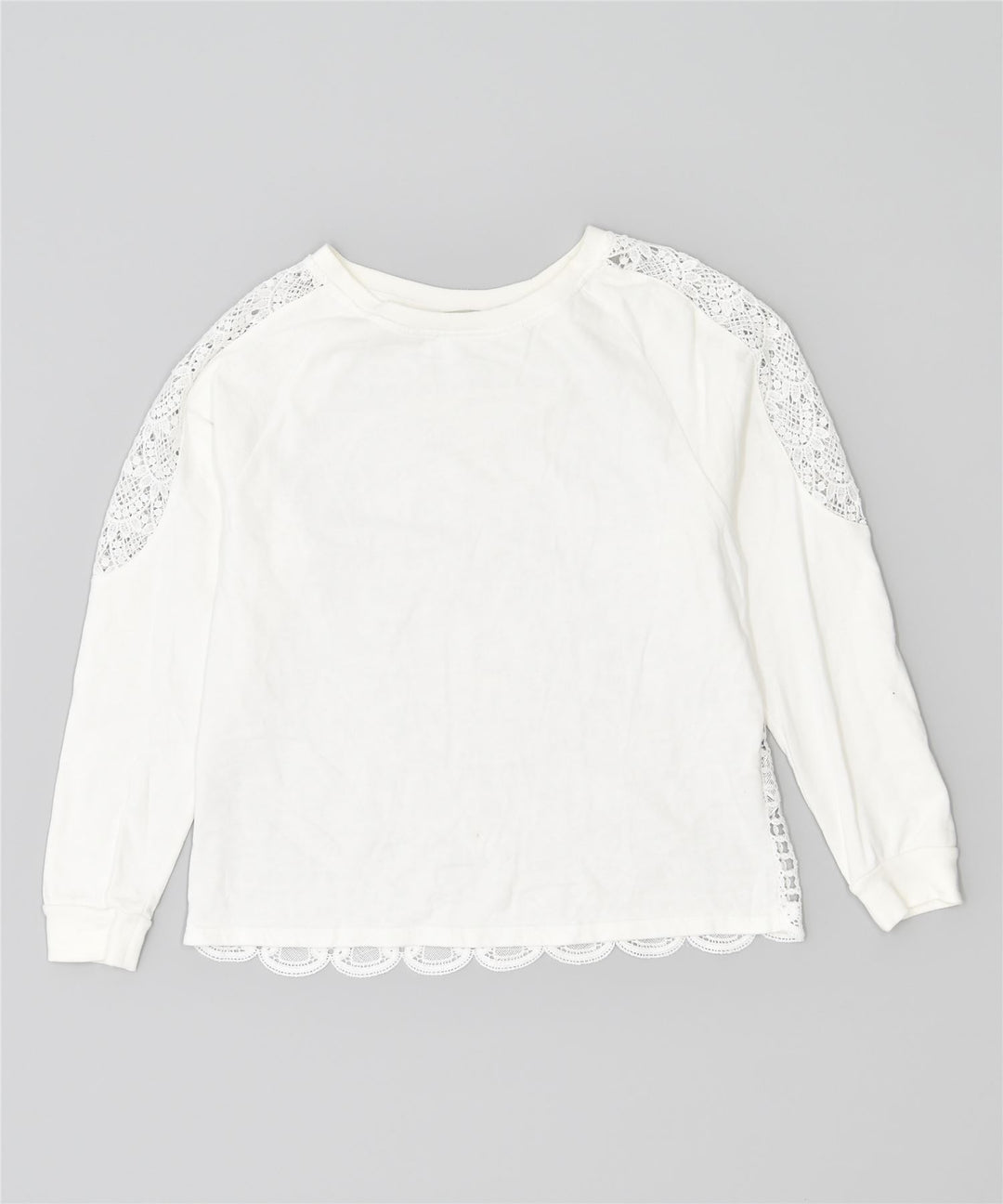 DESIGUAL Womens Oversized Sweatshirt Jumper UK 14 Large White Cotton