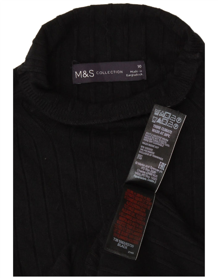 Marks & Spencer Womens Roll Neck Jumper Sweater UK 10 Small Black Viscose