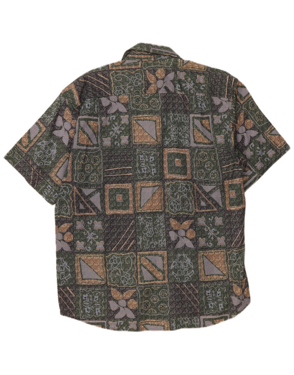 Bodoni Mens Short Sleeve Shirt Size 41/42 Large Green Floral Cotton