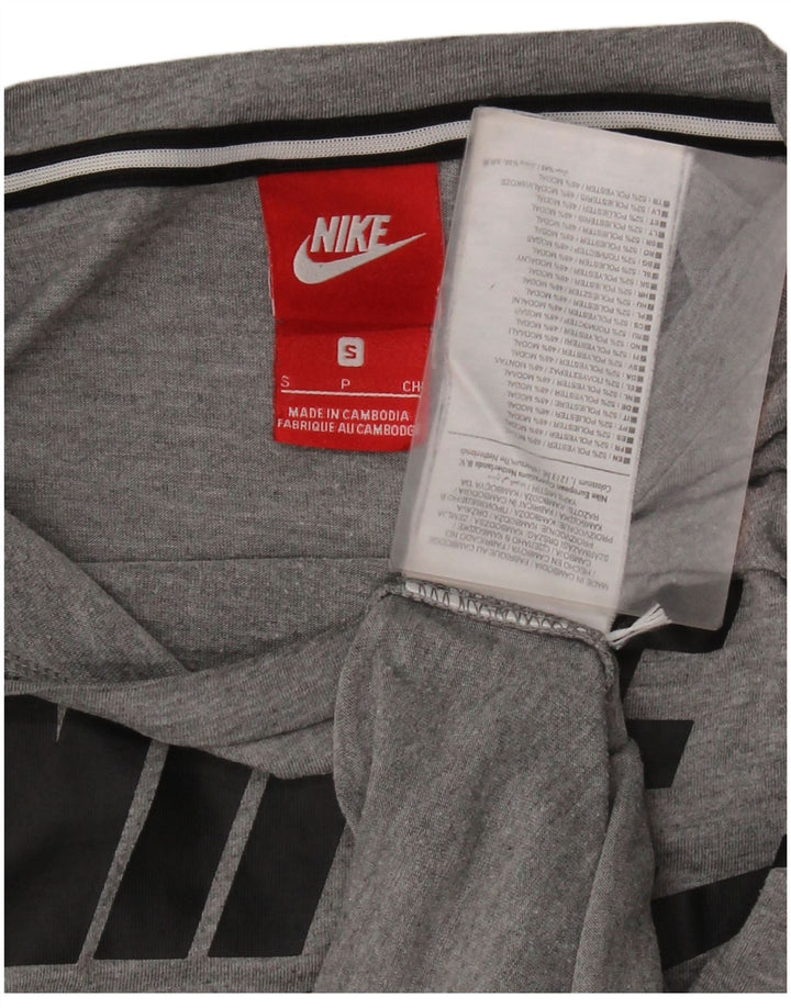 NIKE Womens Graphic T-Shirt Top UK 10 Small Grey Polyester