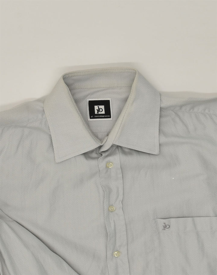 ROCCOBAROCCO Mens Shirt Size 42 Large Grey Cotton | Vintage Roccobarocco | Thrift | Second-Hand Roccobarocco | Used Clothing | Messina Hembry 